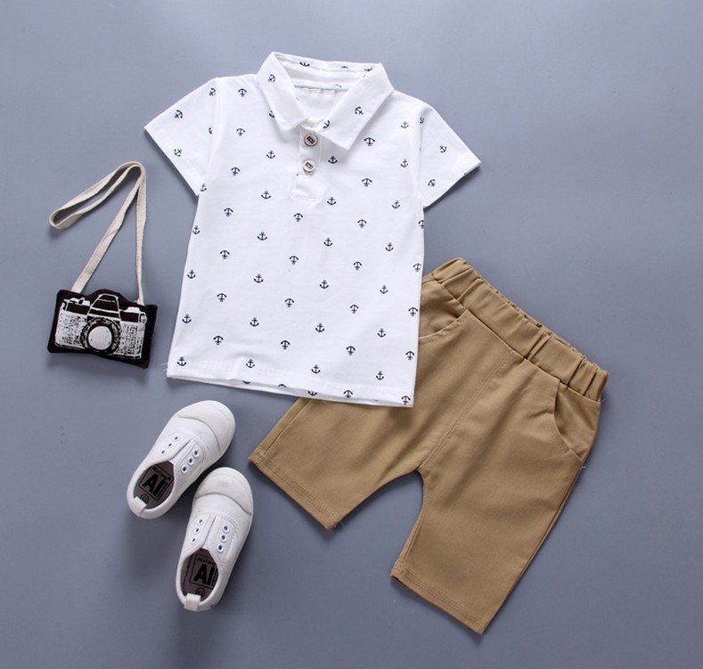 Baby Boy's Anchor Printed Shirt and Shorts Set Baby Boy's Anchor Printed Shirt and Shorts Set